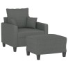 Fauteuil avec repose-pied Gris foncé 60 cm Tissu 