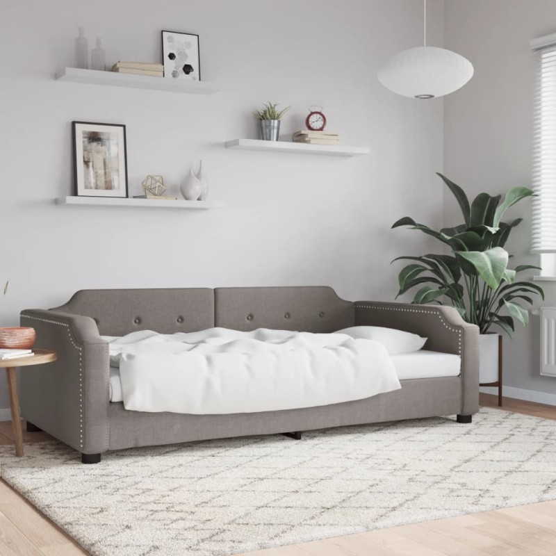 Lit de repos sans matelas taupe 80x200 cm tissu 
