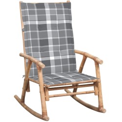 Chaise à bascule avec coussin Bambou 
