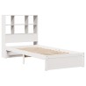 Lit bibliothèque sans matelas blanc 90x200cm bois de pin massif 