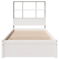 Lit bibliothèque sans matelas blanc 90x200cm bois de pin massif 