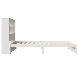 Lit bibliothèque sans matelas blanc 90x200cm bois de pin massif 