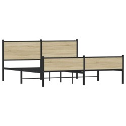 Cadre de lit en métal sans matelas chêne sonoma 183x213 cm 