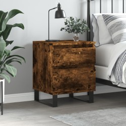 Table de chevet chêne fumé 40x35x50 cm bois d’ingénierie 