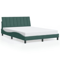 Cadre de lit sans matelas vert foncé 140x200 cm velours 