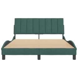 Cadre de lit sans matelas vert foncé 140x200 cm velours 