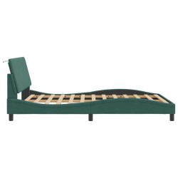 Cadre de lit sans matelas vert foncé 140x200 cm velours 