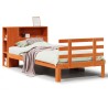Lit bibliothèque sans matelas cire marron 90x190 cm pin massif 