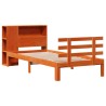 Lit bibliothèque sans matelas cire marron 90x190 cm pin massif 