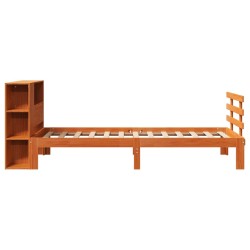 Lit bibliothèque sans matelas cire marron 90x190 cm pin massif 