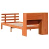 Lit bibliothèque sans matelas cire marron 90x190 cm pin massif 
