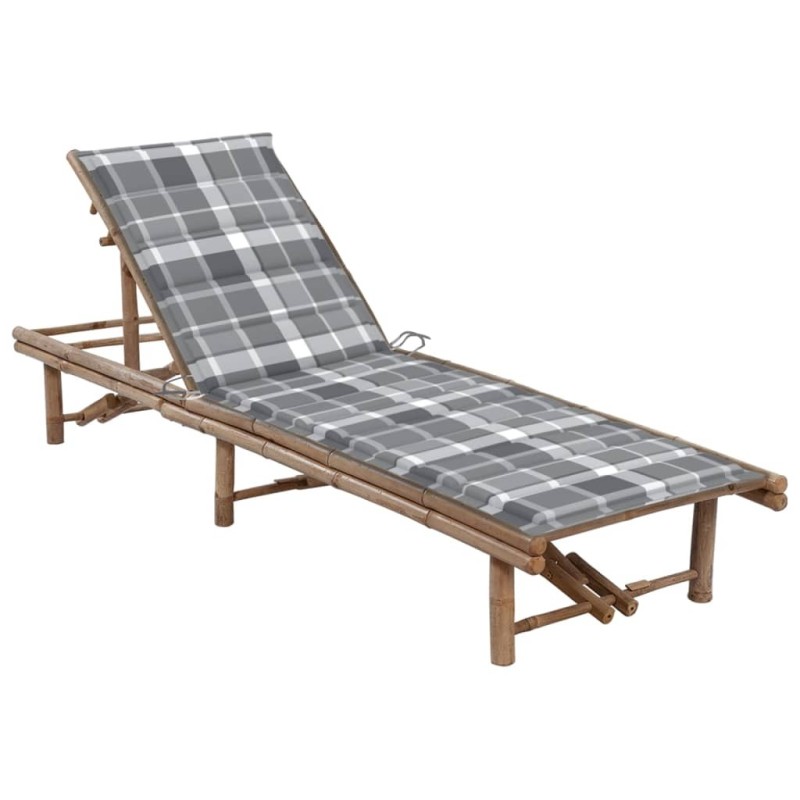 Chaise longue de jardin avec coussin Bambou Chaise longue de jardin avec coussin Bambou