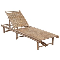 Chaise longue de jardin avec coussin Bambou 