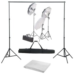 Kit de studio photo avec ensemble d'éclairage et toile de fond 