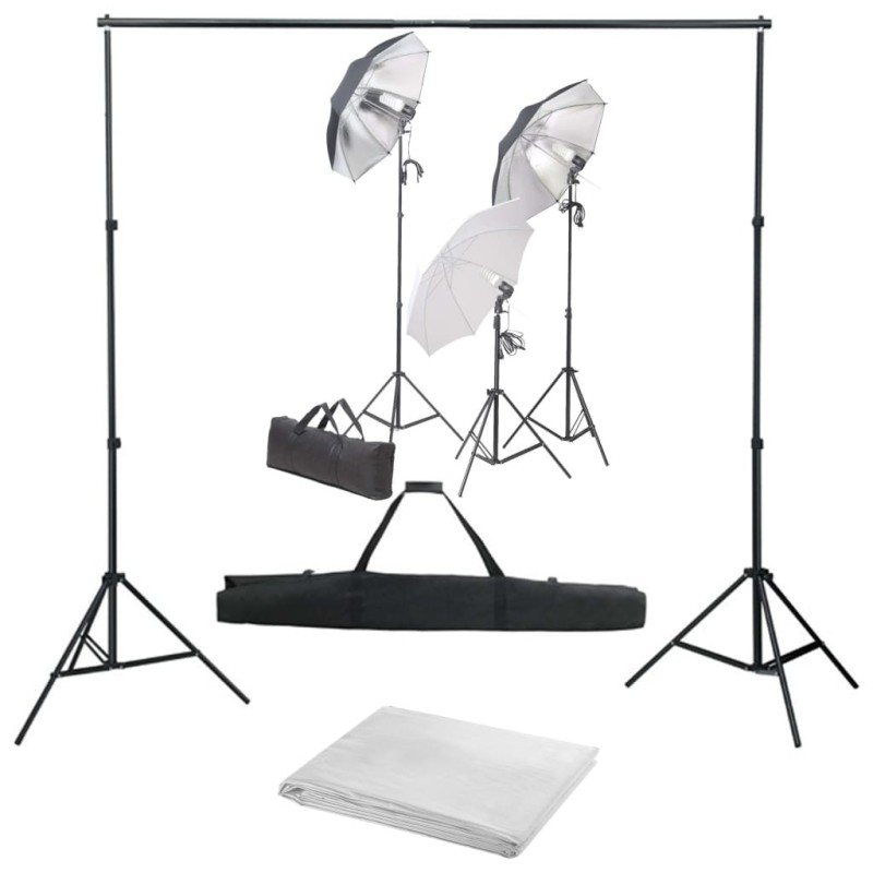 Kit de studio photo avec ensemble d'éclairage et toile de fond 