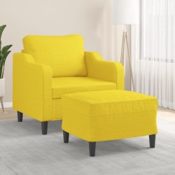 Fauteuil avec repose-pied Jaune clair 60 cm Tissu 