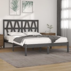 Cadre de lit sans matelas gris bois de pin massif 