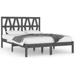 Cadre de lit sans matelas gris bois de pin massif 