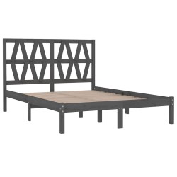 Cadre de lit sans matelas gris bois de pin massif 
