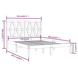 Cadre de lit sans matelas gris bois de pin massif 