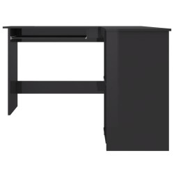 Bureau d'angle forme de L Noir brillant 120x140x75cm Aggloméré 