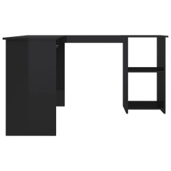 Bureau d'angle forme de L Noir brillant 120x140x75cm Aggloméré 