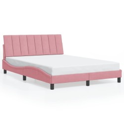 Cadre de lit sans matelas rose 140x200 cm velours 