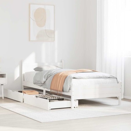 Cadre de lit sans matelas blanc 90x190 cm bois de pin massif 