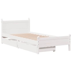 Cadre de lit sans matelas blanc 90x190 cm bois de pin massif 