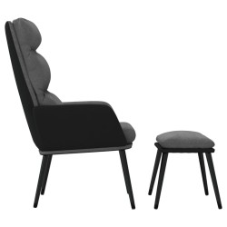 Chaise de relaxation avec tabouret Gris clair Tissu similicuir 