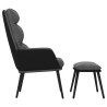 Chaise de relaxation avec tabouret Gris clair Tissu similicuir 