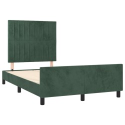 Cadre de lit sans matelas vert foncé 120x190 cm velours 