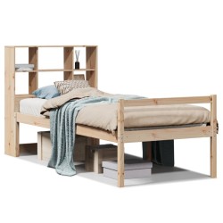 Lit bibliothèque sans matelas 90x190 cm bois de pin massif 
