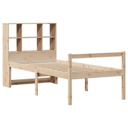 Lit bibliothèque sans matelas 90x190 cm bois de pin massif 