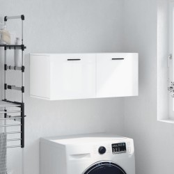 Armoire murale blanc brillant 80x36,5x35 cm bois d'ingénierie 