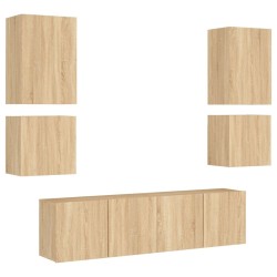 Unités murales TV 6 pcs chêne sonoma bois d'ingénierie 