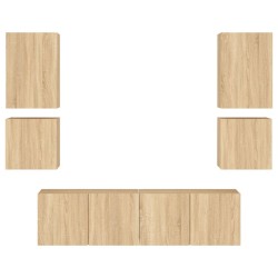 Unités murales TV 6 pcs chêne sonoma bois d'ingénierie 