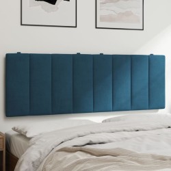 Coussin de tête de lit bleu 140 cm velours 