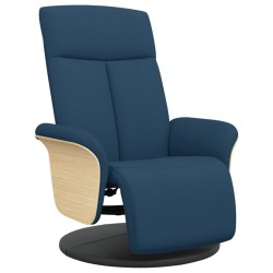 Fauteuil inclinable avec repose-pieds bleu tissu 