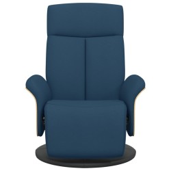 Fauteuil inclinable avec repose-pieds bleu tissu 