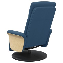 Fauteuil inclinable avec repose-pieds bleu tissu 