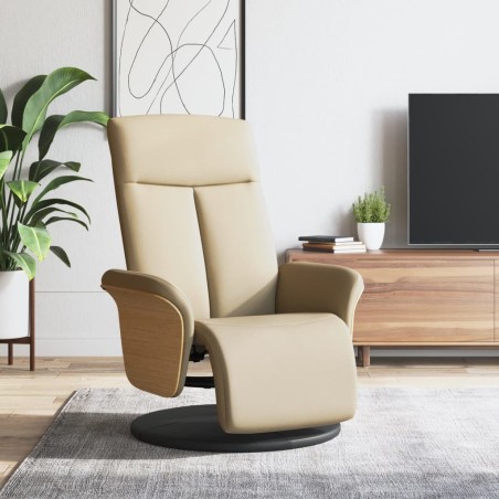 Fauteuil inclinable avec repose-pied crème tissu  
