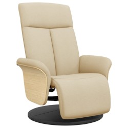 Fauteuil inclinable avec repose-pied crème tissu  
