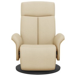 Fauteuil inclinable avec repose-pied crème tissu  
