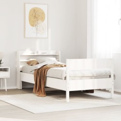 Cadre de lit sans matelas blanc 90x190 cm bois de pin massif 