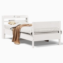 Cadre de lit sans matelas blanc 90x190 cm bois de pin massif 