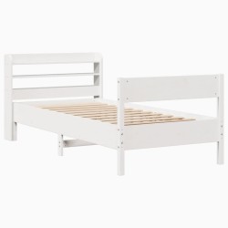 Cadre de lit sans matelas blanc 90x190 cm bois de pin massif 