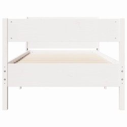 Cadre de lit sans matelas blanc 90x190 cm bois de pin massif 