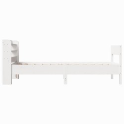 Cadre de lit sans matelas blanc 90x190 cm bois de pin massif 