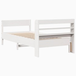 Cadre de lit sans matelas blanc 90x190 cm bois de pin massif 